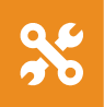 logo naranja con herramientas